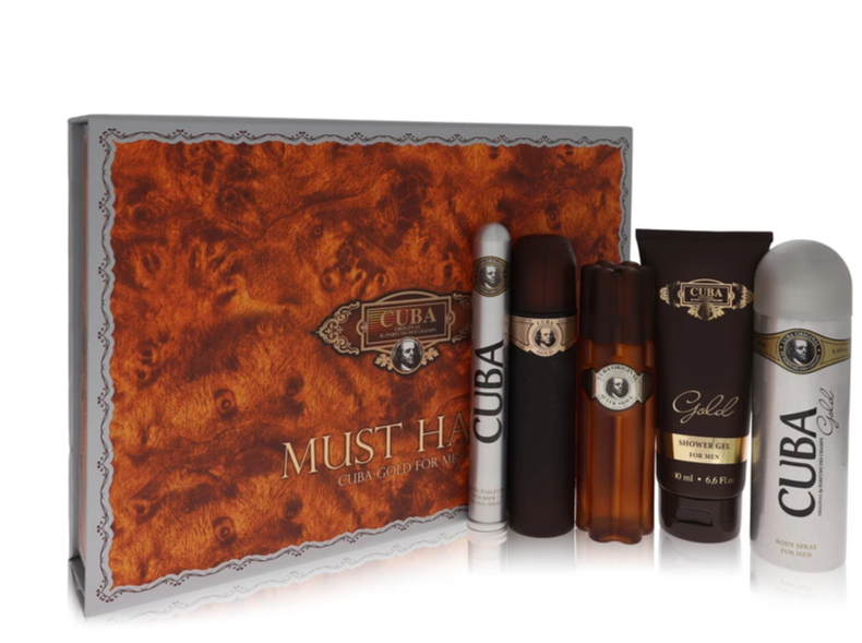 Cuba Gold by Fragluxe Gift Set for Men 5 Piece set (Description Below)